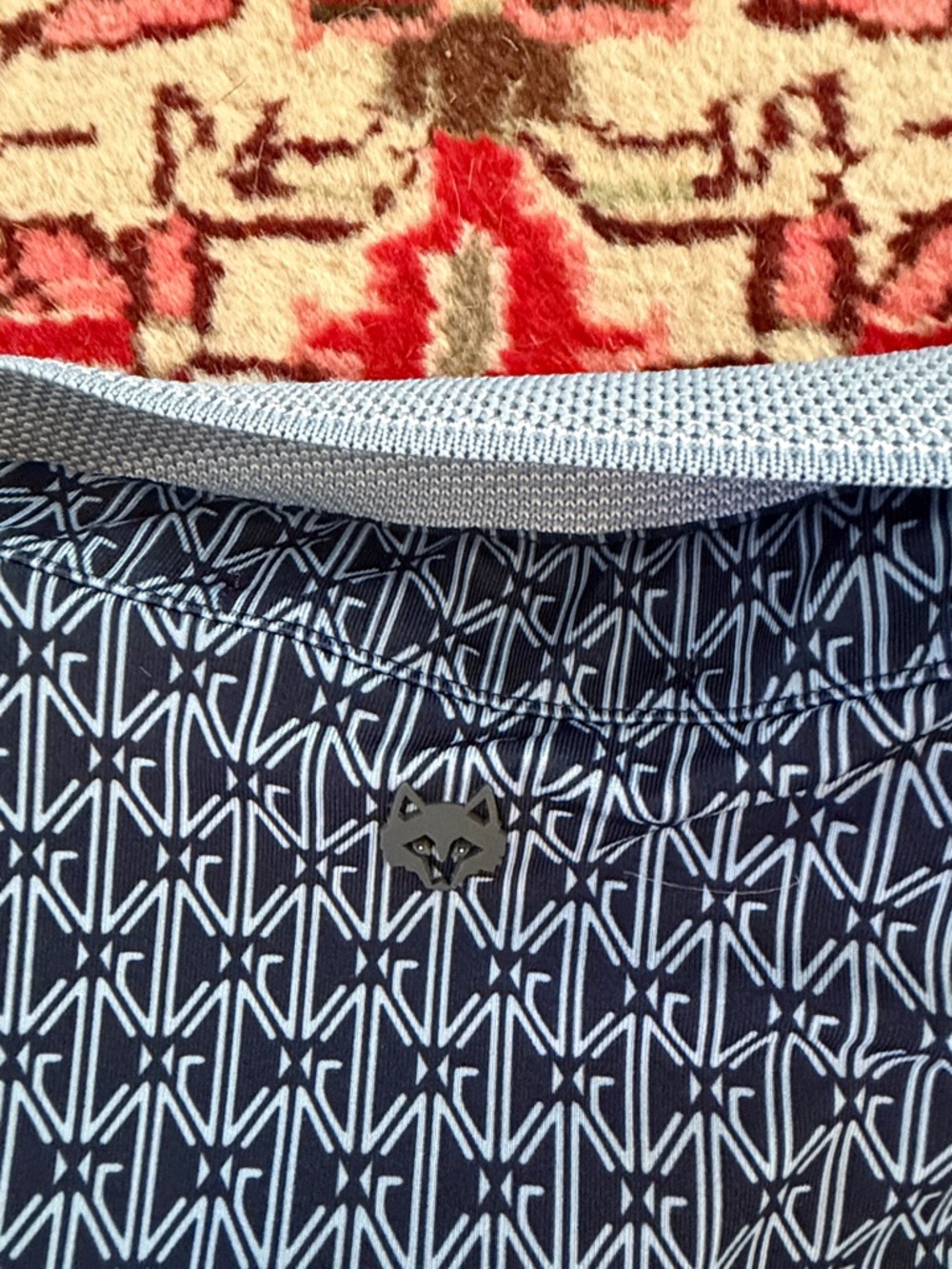 Greyson Navy Geometric Polo with Light Blue Collar - Picture 9 of 11